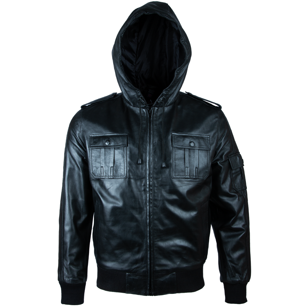 QIO7 Men’s Hood Bomber Jacket - Black