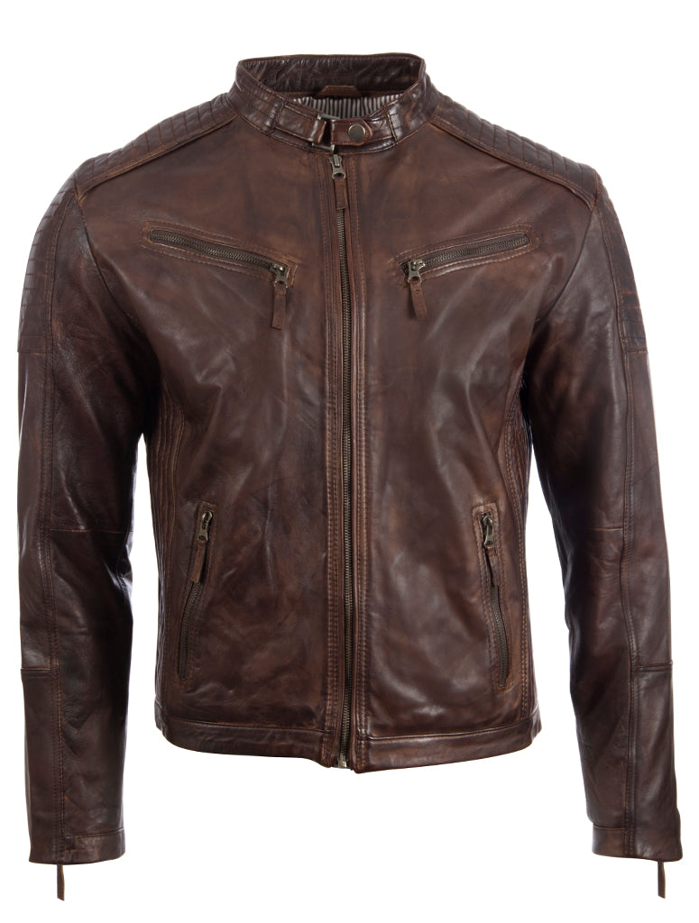 VO3W Men's Biker Jacket - Nevada Brown