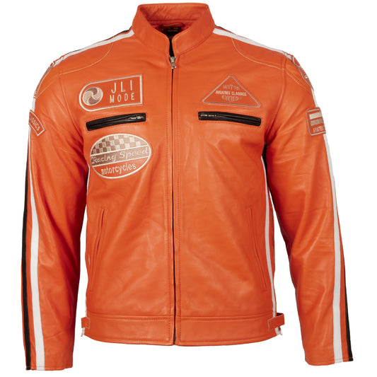 CXUS Men's Racing Biker Jacket - Light Orange