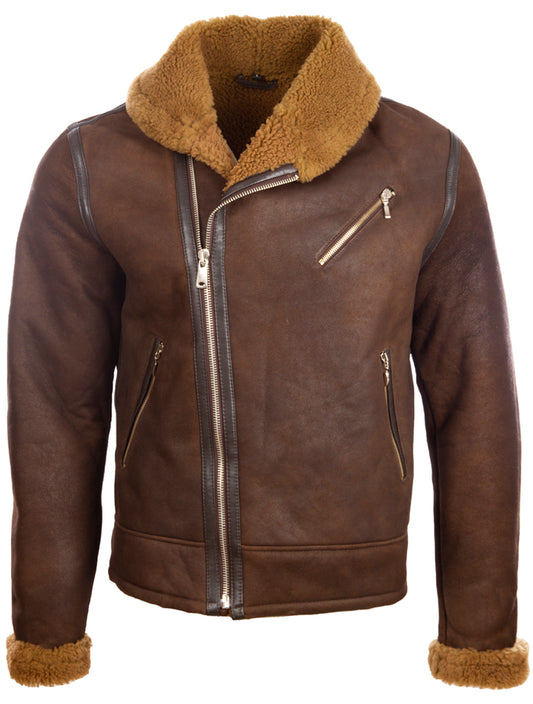 OBRS Men's Shearling Shawl Jacket - Brown/Ginger