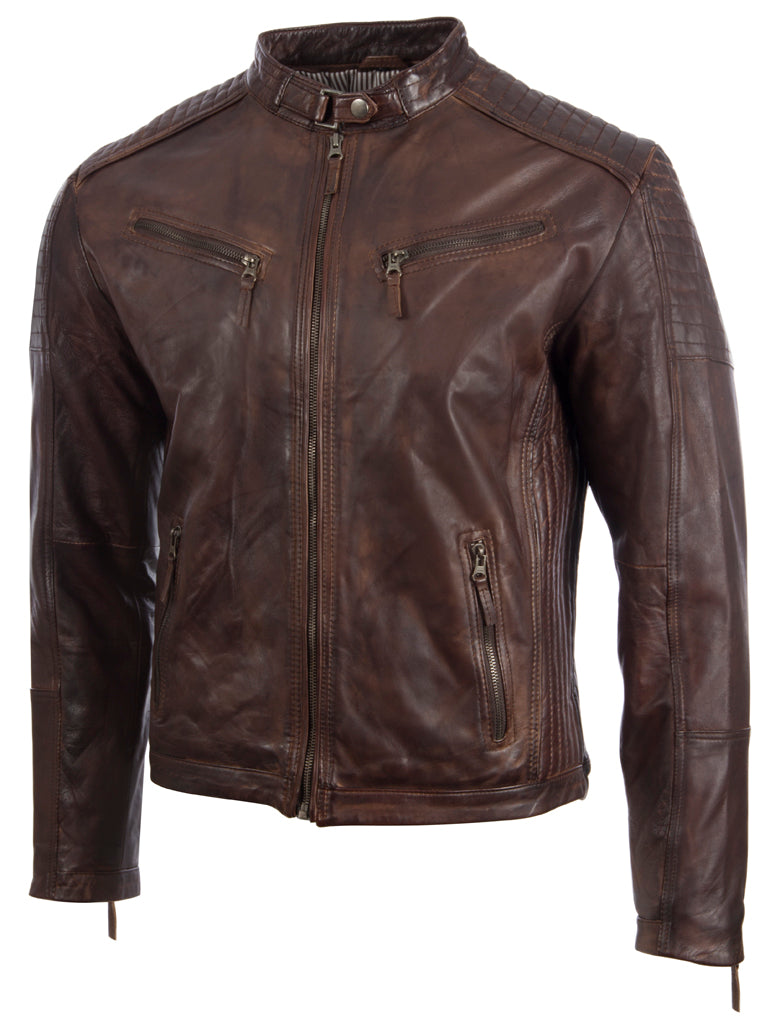 VO3W Men's Biker Jacket - Nevada Brown