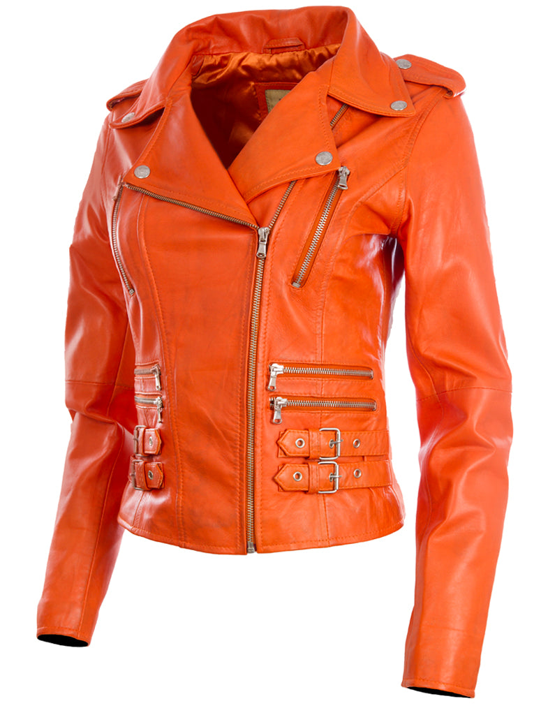 AGSM Women's Biker Jacket - Light Orange