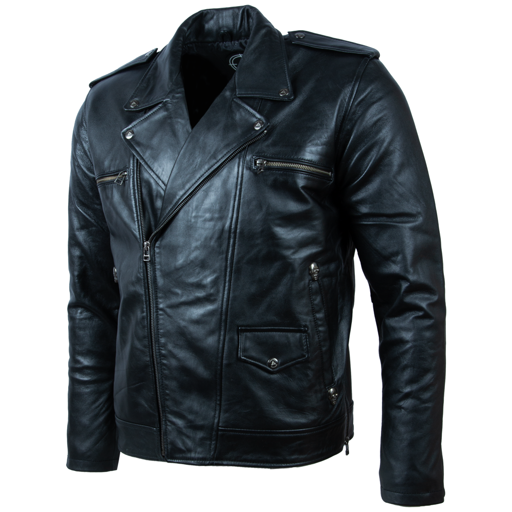 JNYG Men’s Skull Biker Jacket - Black