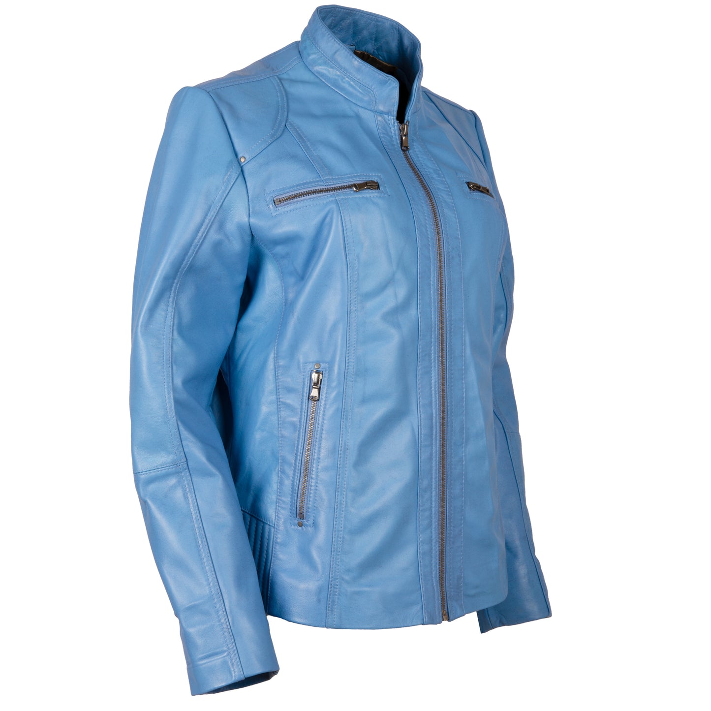 OBFQ Women's Biker Jacket - Baby Boy Blue