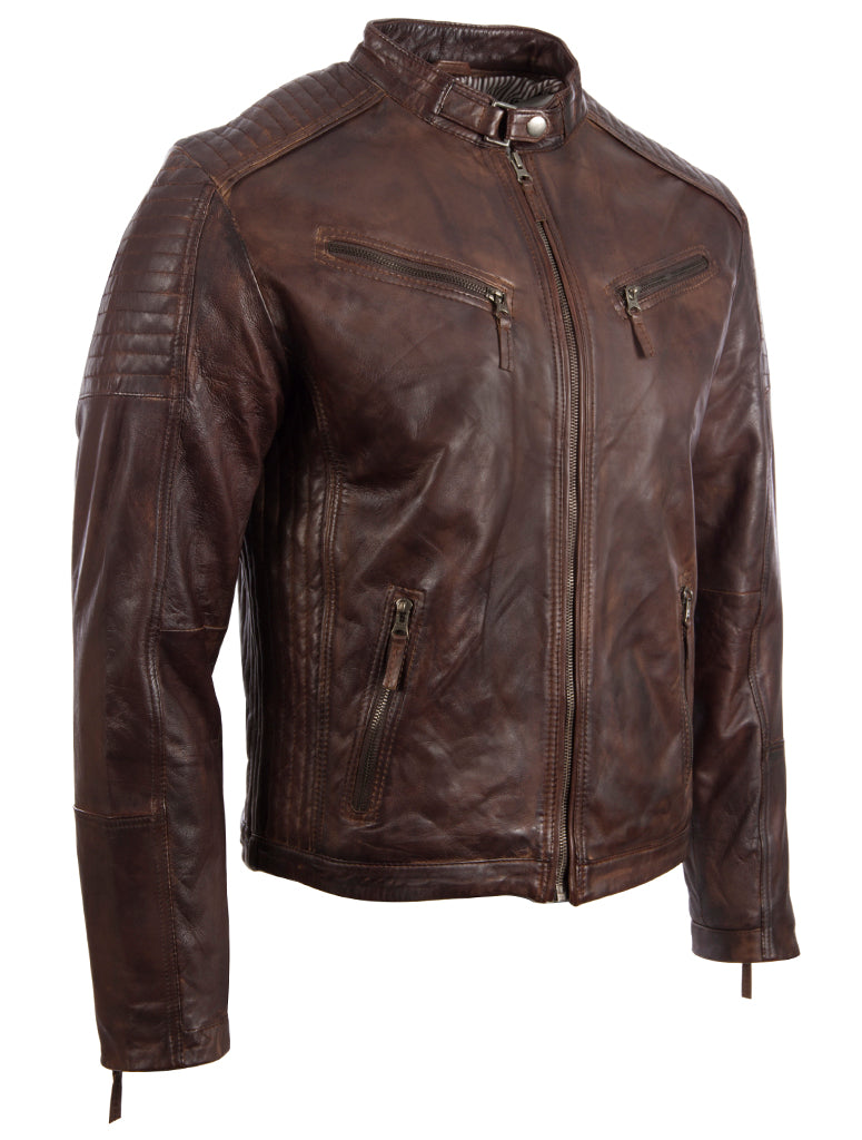 VO3W Men's Biker Jacket - Nevada Brown