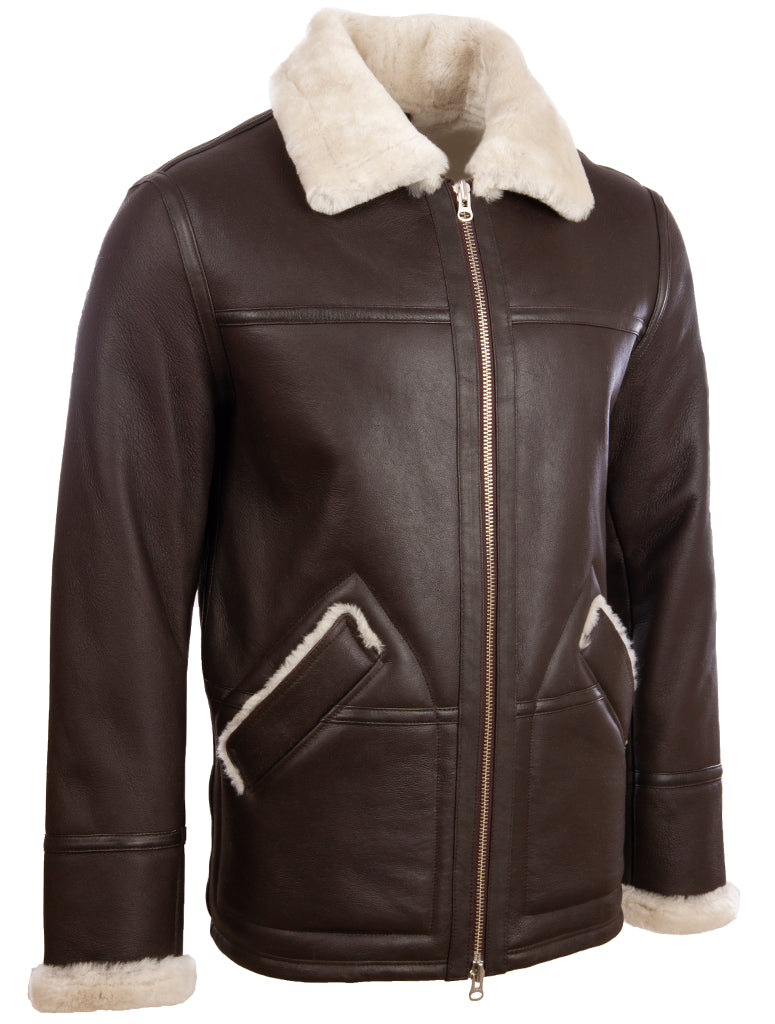 X9DP2 Men's Shearling Jacket - Brown/Beige