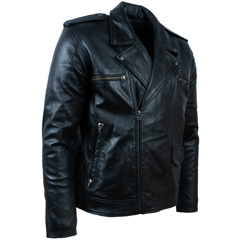 JNYG Men’s Skull Biker Jacket - Black