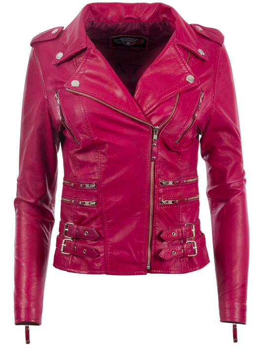 AGSM Women's Biker Jacket - Pink