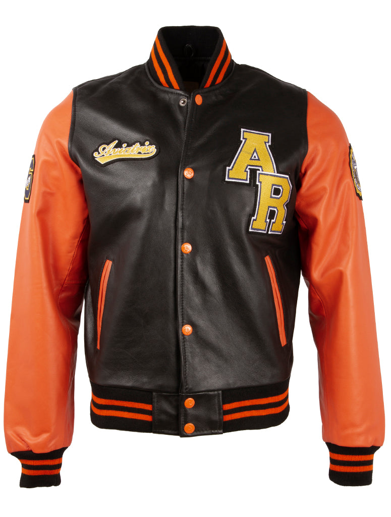 VZH7 Men's Varsity Jacket - Black/Orange – Aviatrix
