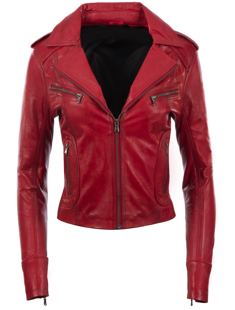 N8UL Women's Biker Jacket - Red – Aviatrix