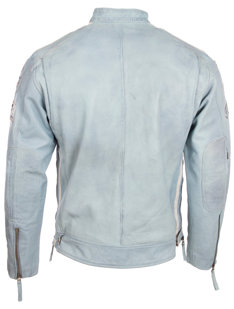 CXUS Men's Racing Biker Jacket - Sky Blue