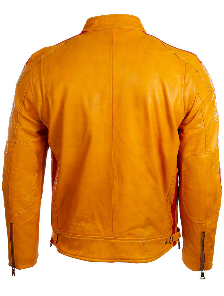 CXUS Men's Racing Biker Jacket - Yellow